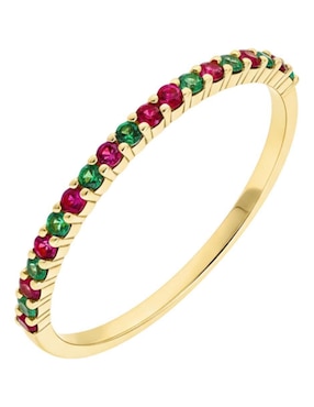 Anillo circular Joyería M De Leon 10 k de oro zirconia brillante