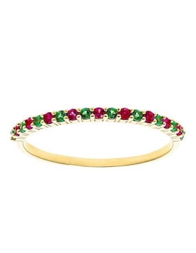 Anillo circular Joyería M De Leon 10 k de oro zirconia brillante