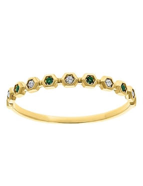 Anillo circular Joyería M De Leon 10 k de oro zirconia brillante