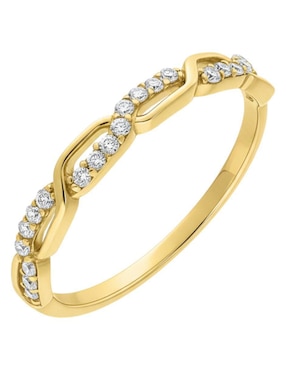 Anillo circular Joyería M De Leon 10 k de oro zirconia brillante