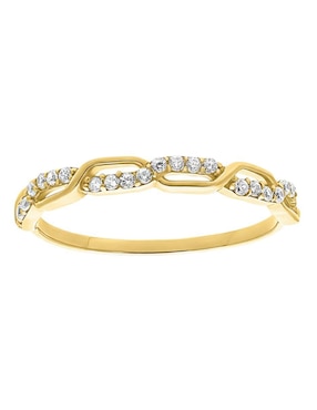 Anillo circular Joyería M De Leon 10 k de oro zirconia brillante