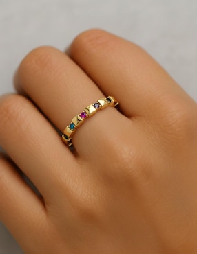 Anillo circular Joyería M De Leon 10 k de oro zirconia brillante