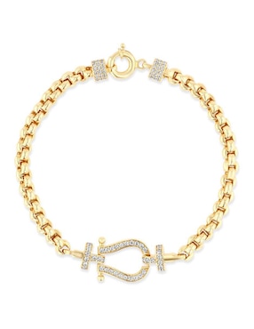 Pulsera Joyerias Bizzarro de oro amarillo con zirconia 14 k acabado brillante