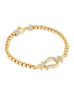 Pulsera Joyerias Bizzarro de oro amarillo con zirconia 14 k acabado brillante
