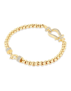 Pulsera Joyerias Bizzarro de oro amarillo con zirconia 14 k acabado brillante