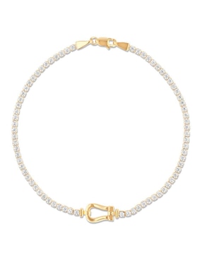 Pulsera Joyerias Bizzarro de oro amarillo con zirconia 14 k acabado brillante