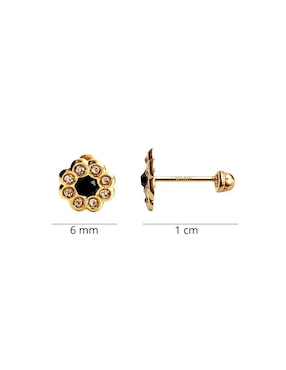 Broqueles de flor Mancini de oro 10 K con acabado brillante zirconia
