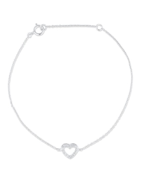 Pulsera Joyerias Bizzarro de oro blanco con diamante 14 k acabado brillante