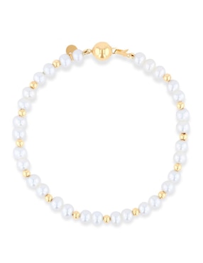 Pulsera Joyerias Bizzarro de oro amarillo con perla 14 k acabado brillante