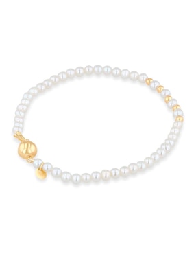 Pulsera Joyerias Bizzarro de oro amarillo con perla 14 k acabado brillante