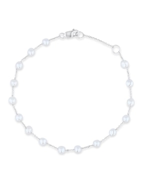 Pulsera Joyerias Bizzarro de oro blanco con perla 14 k acabado brillante