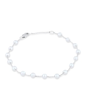 Pulsera Joyerias Bizzarro de oro blanco con perla 14 k acabado brillante