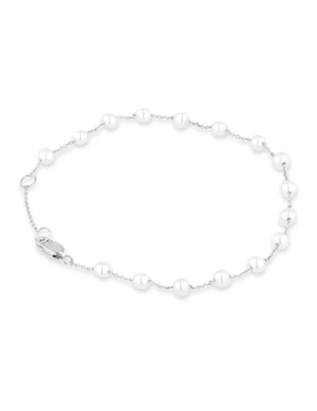 Pulsera Joyerias Bizzarro de oro blanco con perla 14 k acabado brillante