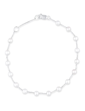 Pulsera Joyerias Bizzarro de oro blanco con perla 14 k acabado brillante
