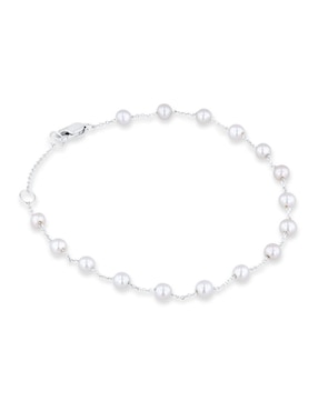 Pulsera Joyerias Bizzarro de oro blanco con perla 14 k acabado brillante