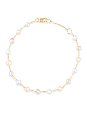 Pulsera Joyerias Bizzarro de oro amarillo con perla 14 k acabado brillante