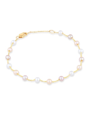 Pulsera Joyerias Bizzarro de oro amarillo con perla 14 k acabado brillante