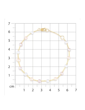 Pulsera Joyerias Bizzarro de oro amarillo con perla 14 k acabado brillante
