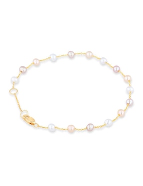 Pulsera Joyerias Bizzarro de oro amarillo con perla 14 k acabado brillante