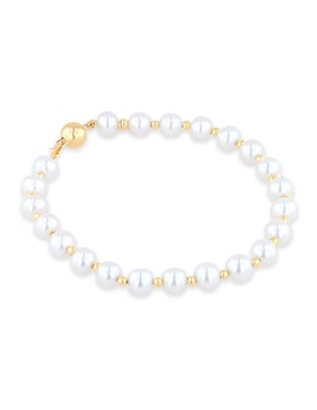 Pulsera Joyerias Bizzarro de oro amarillo con perla 14 k acabado brillante