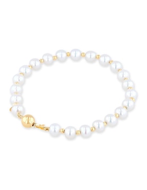 Pulsera Joyerias Bizzarro de oro amarillo con perla 14 k acabado brillante