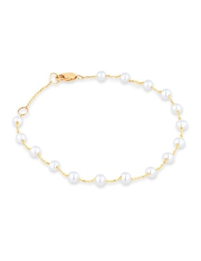 Pulsera Joyerias Bizzarro de oro amarillo con perla 14 K acabado brillante