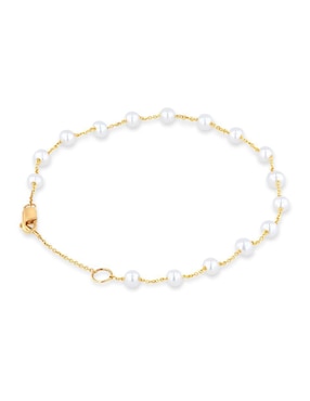 Pulsera Joyerias Bizzarro de oro amarillo con perla 14 K acabado brillante
