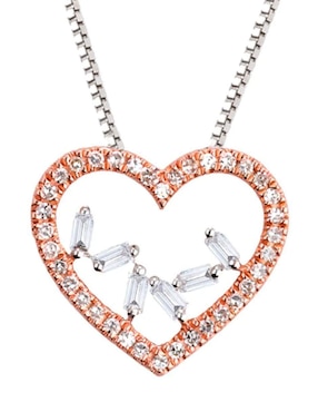 Collar con dije de corazón Joyerias Bizzarro de oro rosa 14 K
