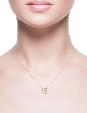 Collar con dije de corazón Joyerias Bizzarro de oro rosa 14 K
