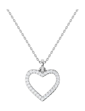 Collar con dije de corazón Joyerias Bizzarro de oro blanco 14 K