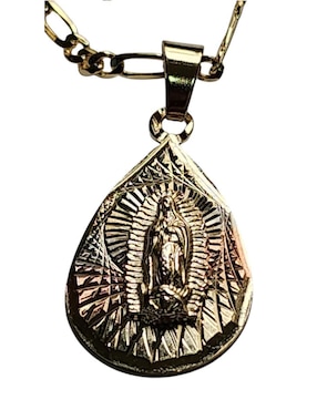 Collar con dije Virgen de Guadalupe de gota Limerence by Claudia Herrera de oro laminado 14 K