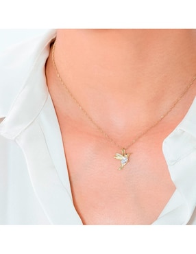 Collar con dije de colibrí Abba Joyas de oro 10 K