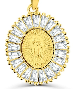 Collar con dije de Virgen de Guadalupe Joyerias Bizzarro de oro amarillo 14 k