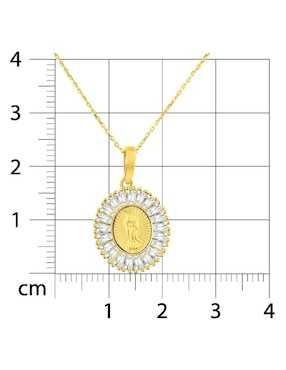 Collar con dije de Virgen de Guadalupe Joyerias Bizzarro de oro amarillo 14 k