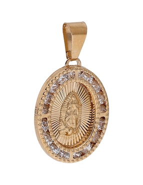 Medalla ovalada Fonelli de oro 14 k zirconia