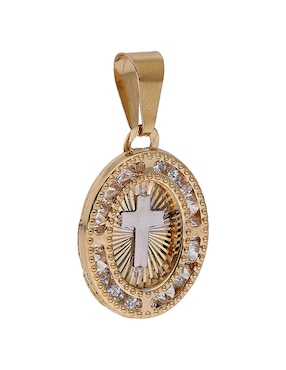 Medalla ovalada Fonelli de oro 14 k zirconia