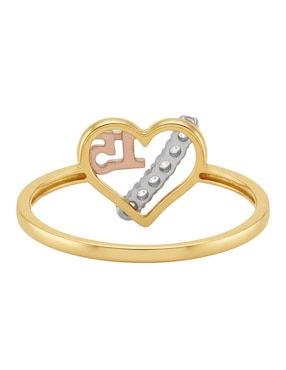 Anillo de corazón Joyería M De Leon 10 k de oro zirconia brillante