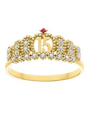 Anillo de corona Joyería M De Leon 10 k de oro zirconia brillante