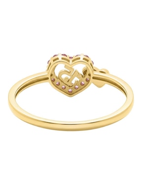 Anillo de corazón Joyería M De Leon 10 k de oro zirconia brillante