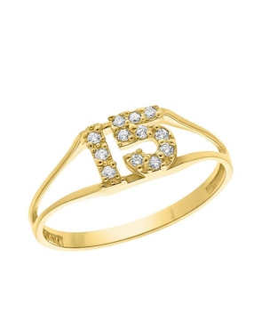 Anillo Joyería M De Leon 10 k de oro zirconia brillante