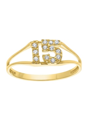 Anillo Joyería M De Leon 10 k de oro zirconia brillante