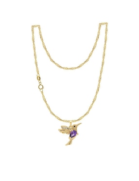 Collar con dije de colibrí Abba Joyas de oro 10
