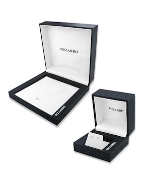 Aretes y collar de estrella Joyerias Bizzarro de oro blanco 14 k diamante