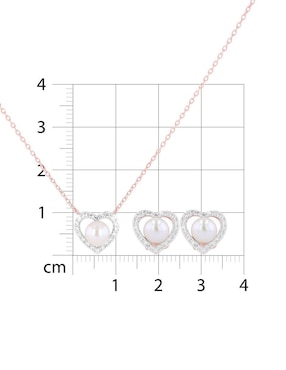 Aretes y collar de corazón Joyerias Bizzarro de oro rosa 14 k diamante