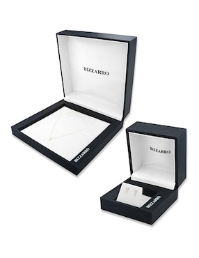Aretes y collar de corazón Joyerias Bizzarro de oro amarillo 14 k diamante