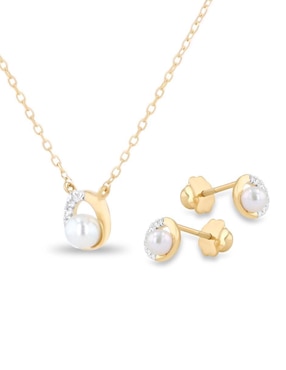 Aretes y collar Joyerias Bizzarro de oro amarillo 14 k diamante