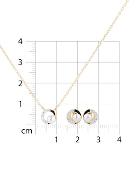 Aretes y collar Joyerias Bizzarro de oro amarillo 14 k diamante