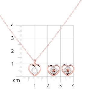 Aretes y collar de corazón Joyerias Bizzarro de oro rosa 14 k diamante