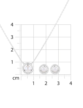 Aretes y collar Joyerias Bizzarro de oro blanco 14 k diamante