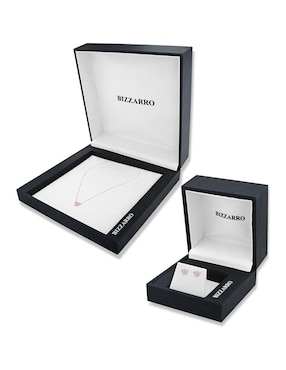 Aretes y collar de mariposa Joyerias Bizzarro de oro rosa 14 k diamante